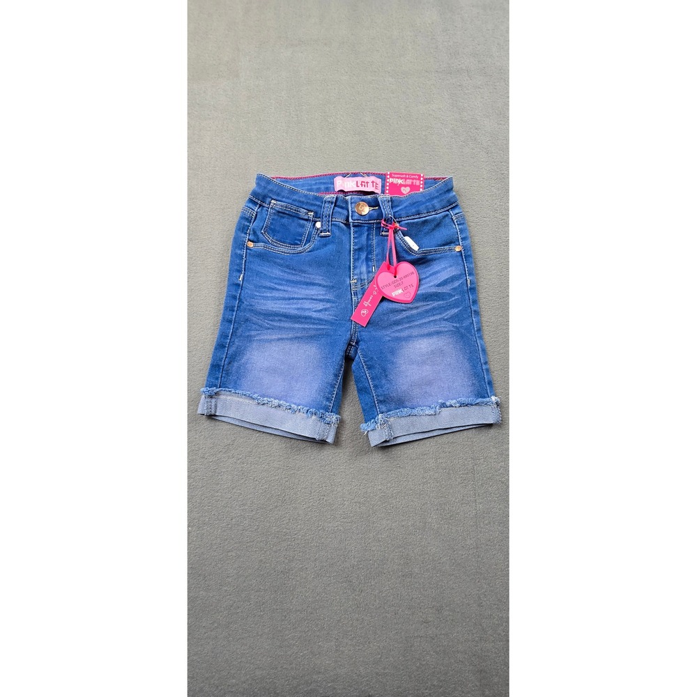 Pink Latte Girls Blue Denim Shorts Size 7 NWT Frayed Raw Hem Supersoft Comfy